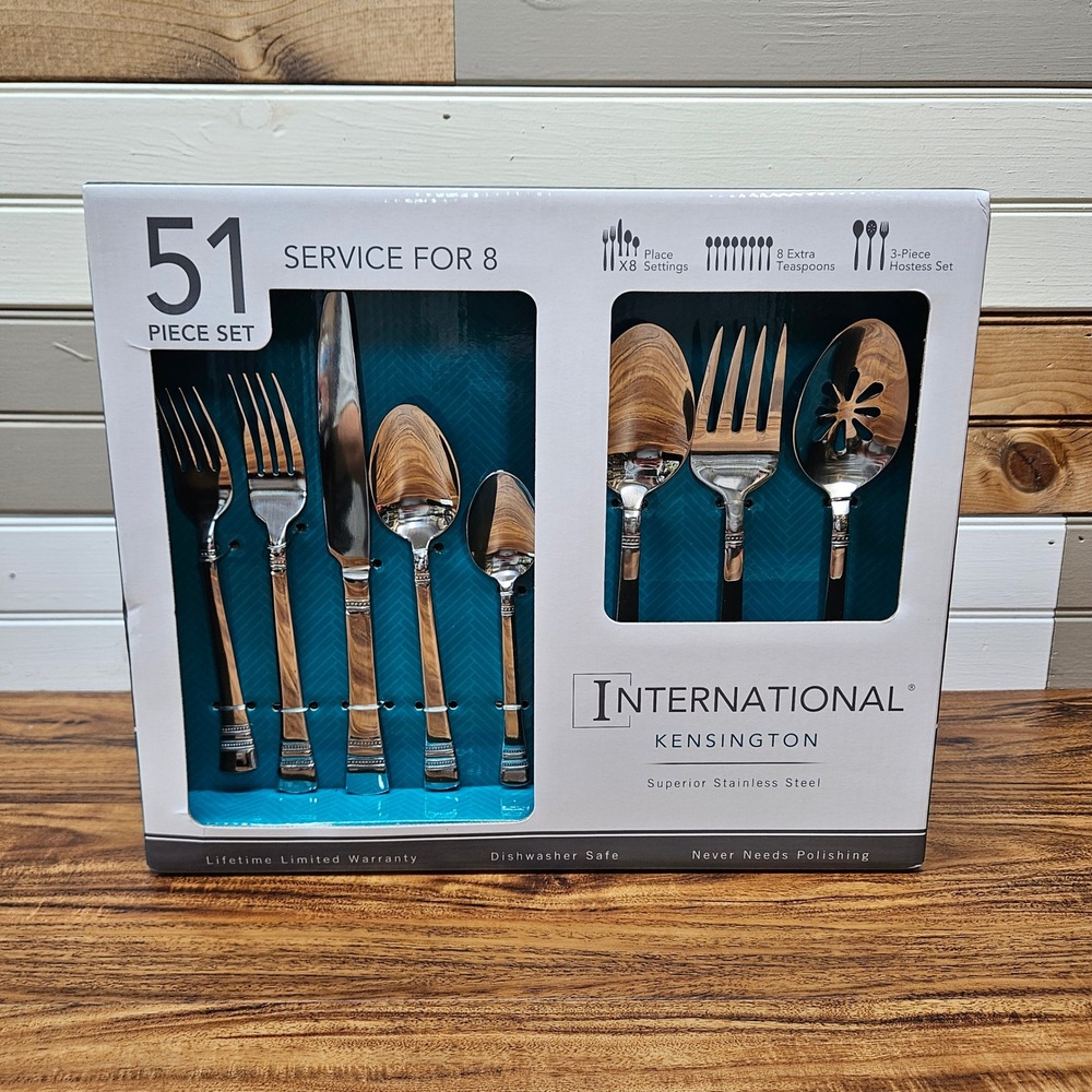 International Kensington 51 Piece Flatware Set Service for 8 Stainless Steel